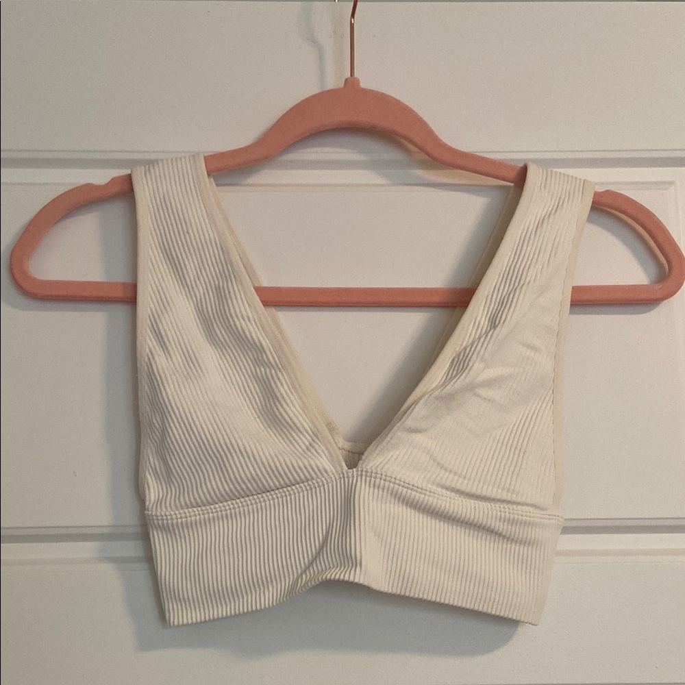 Garage Cream Ribbed Crop Top